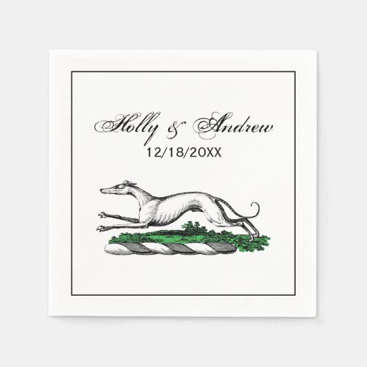 Greyhound Whippet Rennend Heraldisch Wapenschild E Servetten (Voorkant)