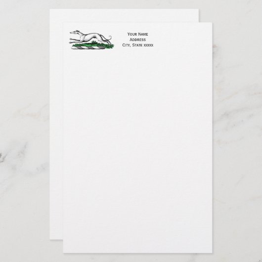 Greyhound Whippet Running Heraldic Crest Emblem Briefpapier (Voorkant / Achterkant)