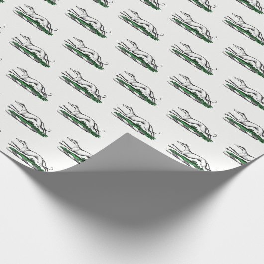 Greyhound Whippet Running Heraldic Crest Emblem Cadeaupapier (Hoek)