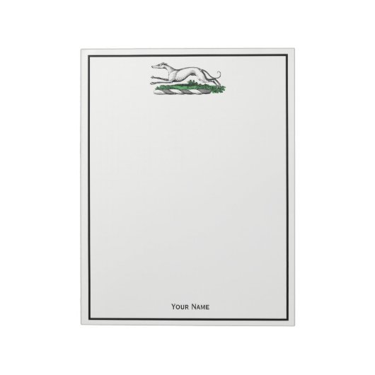 Greyhound Whippet Running Heraldic Crest Emblem Notitieblok (Linkerzijde)