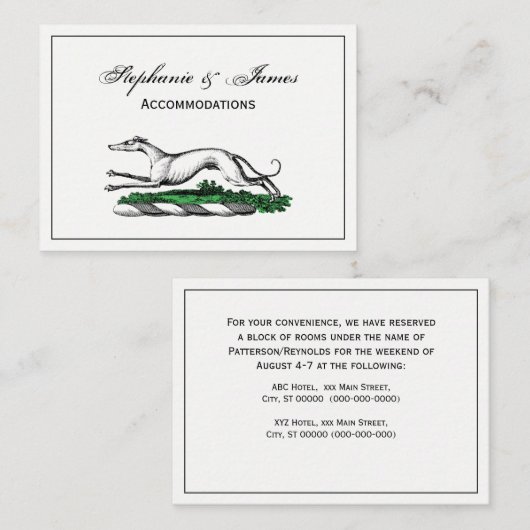 Greyhound Whippet Running Heraldic Crest Emblem Visitekaartje (Voorkant / Achterkant)