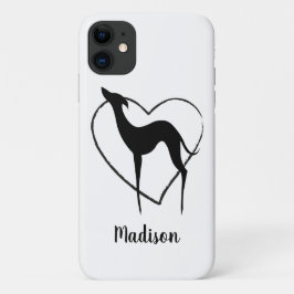 Greyhound whippet silhouet en schattig hart Naam Case-Mate iPhone Case