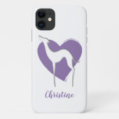 Greyhound whippet silhouet en schattig violet hart Case-Mate iPhone case (Achterkant)