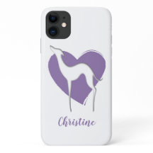 Greyhound whippet silhouet en schattig violet hart