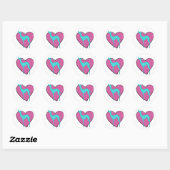 Greyhound whippet silhouette en schattig roze hart ronde sticker (Vel)