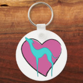 Greyhound whippet silhouette en schattig roze hart sleutelhanger (Voorkant)