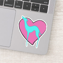 Greyhound whippet silhouette en schattig roze hart sticker