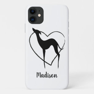 Greyhound whippet silhouette en schattige hartnaam Case-Mate iPhone case