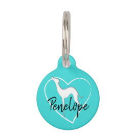 Greyhound Whippet silhouette hart Gepersonaliseerd Huisdierpenning