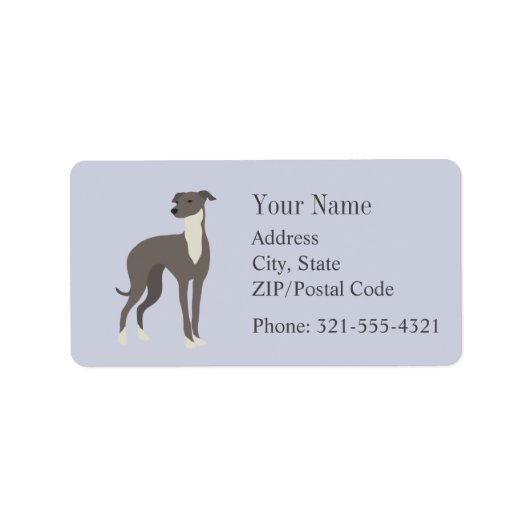 Greyhound Whippet Silhouette Label (Voorkant)