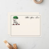 Greyhound Whippet Tree Heraldic Crest Note Kaart I Notitiekaartje (Voorkant / Achterkant in situ)