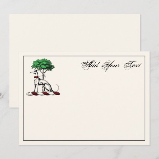 Greyhound Whippet Tree Heraldic Crest Note Kaart I Notitiekaartje (Voorkant / Achterkant)