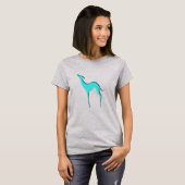 Greyhound Whippet Turquoise blue Dog Silhouette T-shirt (Voorkant volledig)