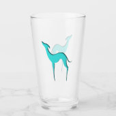 Greyhound Whippet turquoise blue silhouette Glas (Voorkant)