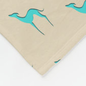 Greyhound Whippet turquoise silhouet Patroon Fleece Deken (Hoek)