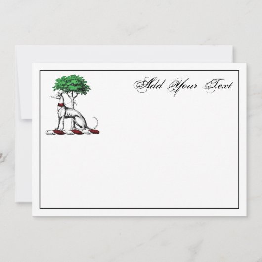 Greyhound Whippet W/Tree Heraldic Crest Note Card Notitiekaartje (Voorkant)