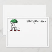 Greyhound Whippet W/Tree Heraldic Crest Note Card Notitiekaartje (Voorkant / Achterkant)