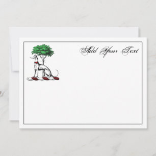 Greyhound Whippet W/Tree Heraldic Crest Note Card Notitiekaartje