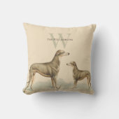 Greyhound Whippet Zachte Roze Retro Stijl Kussen (Voorkant)