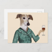 Greyhound Wine Snob Briefkaart (Voorkant / Achterkant)
