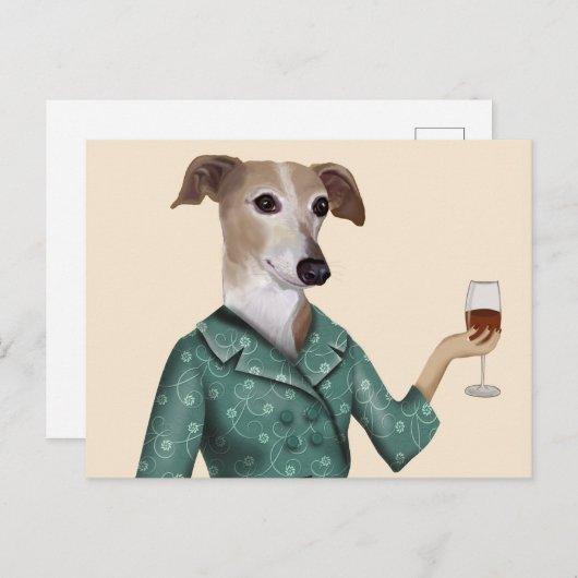 Greyhound Wine Snob Briefkaart (Voorkant / Achterkant)