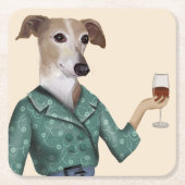 Greyhound Wine Snob Kartonnen Onderzetters (Voorkant)