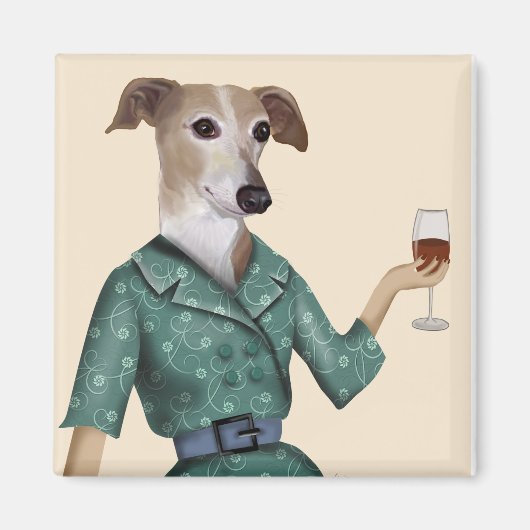 Greyhound Wine Snob Magneet (Voorkant)