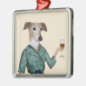Greyhound Wine Snob Metalen Ornament (Links)