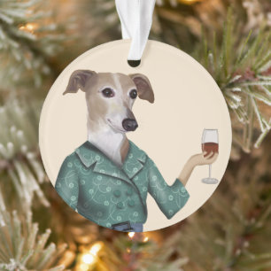 Greyhound Wine Snob Ornament