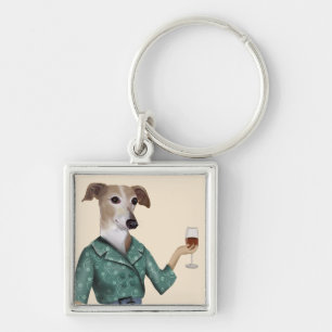 Greyhound Wine Snob Sleutelhanger