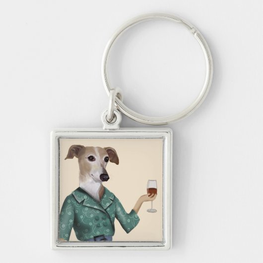 Greyhound Wine Snob Sleutelhanger (Voorkant)