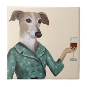 Greyhound Wine Snob Tegeltje