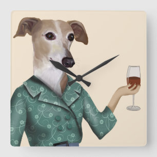 Greyhound Wine Snob Vierkante Klok