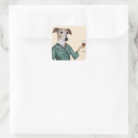 Greyhound Wine Snob Vierkante Sticker (Tas)