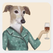 Greyhound Wine Snob Vierkante Sticker (Voorkant)