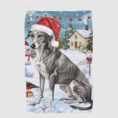 Greyhound Winter Wonderland Christmas Joy Golfhanddoek (Voorkant)