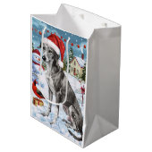 Greyhound Winter Wonderland Christmas Joy Medium Cadeauzakje (Voorkant Gekanteld)
