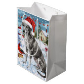 Greyhound Winter Wonderland Christmas Joy Medium Cadeauzakje (Achterkant Gekanteld)