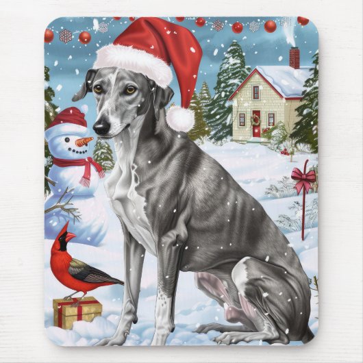 Greyhound Winter Wonderland Christmas Joy Muismat (Voorkant)