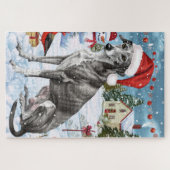 Greyhound Winter Wonderland Kerstvreugde Legpuzzel (Horizontaal)