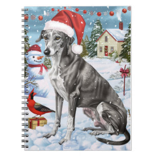Greyhound Winter Wonderland Kerstvreugde Notitieboek