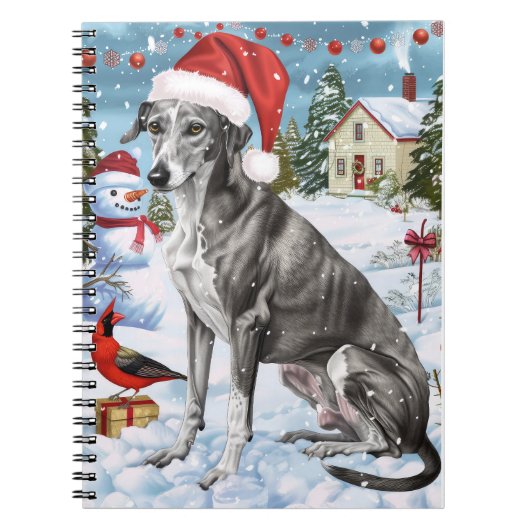 Greyhound Winter Wonderland Kerstvreugde Notitieboek (Voorkant)