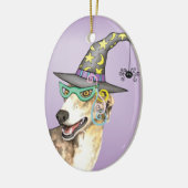 Greyhound Witch Keramisch Ornament (Links)