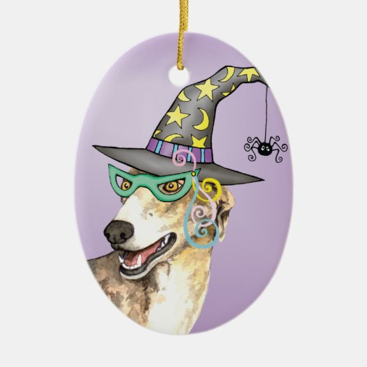 Greyhound Witch Keramisch Ornament (Voorkant)
