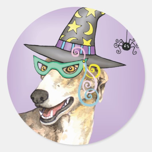 Greyhound Witch Ronde Sticker (Voorkant)