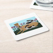 Greyhound with bunnies kartonnen onderzetters (Schuin)