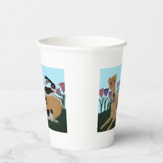 Greyhound with Bunnies Paper Cups Papieren Bekers (Rechts)