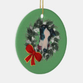 Greyhound Wreath Holiday Dog Ornament (Rechts)