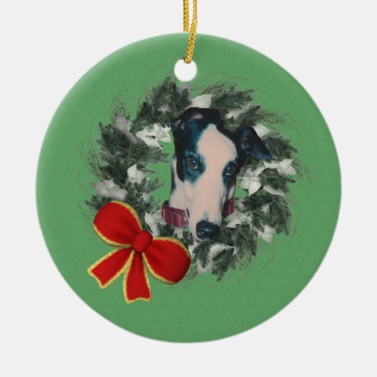 Greyhound Wreath Holiday Dog Ornament (Voorkant)