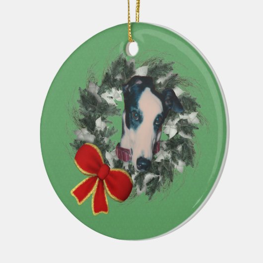 Greyhound Wreath Holiday Dog Ornament (Links)
